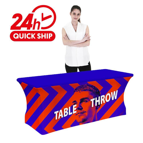 Premium Stretch Table Cover 8ft 4-Sided (Close Back) (Full-Color Dye Sublimation, Full Bleed)