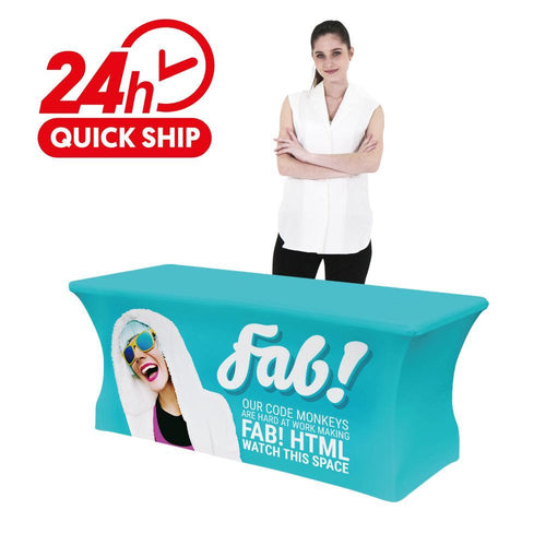 Premium Stretch Table Cover 6ft 4-Sided (Close Back) (Full-Color Dye Sublimation, Full Bleed)